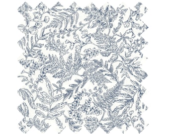 Fabric Navy "French Countryside" Toile - by the yard