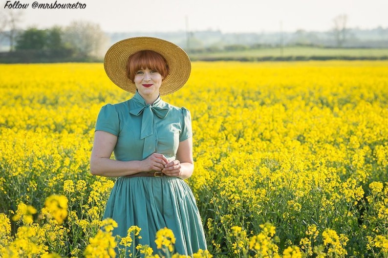 MTO Bonnie Dress in Jade Green Cotton image 8