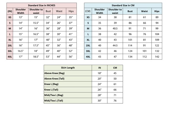 Express skirt size clearance chart