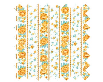 Fabric Orange "Country Cottage Floral" - By the Yard