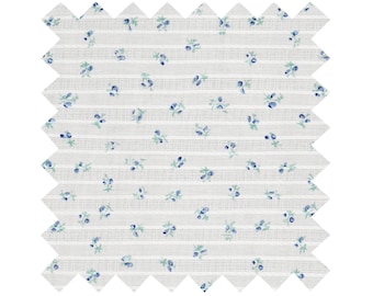 NEW Fabric in Blue "Rosey Garden Stripes" - By the Yard