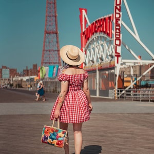 MTO Loretta Dress Red Gingham Large Checks image 5