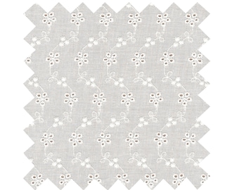 Fabric White "Forget Me Not" Eyelet - By the Yard