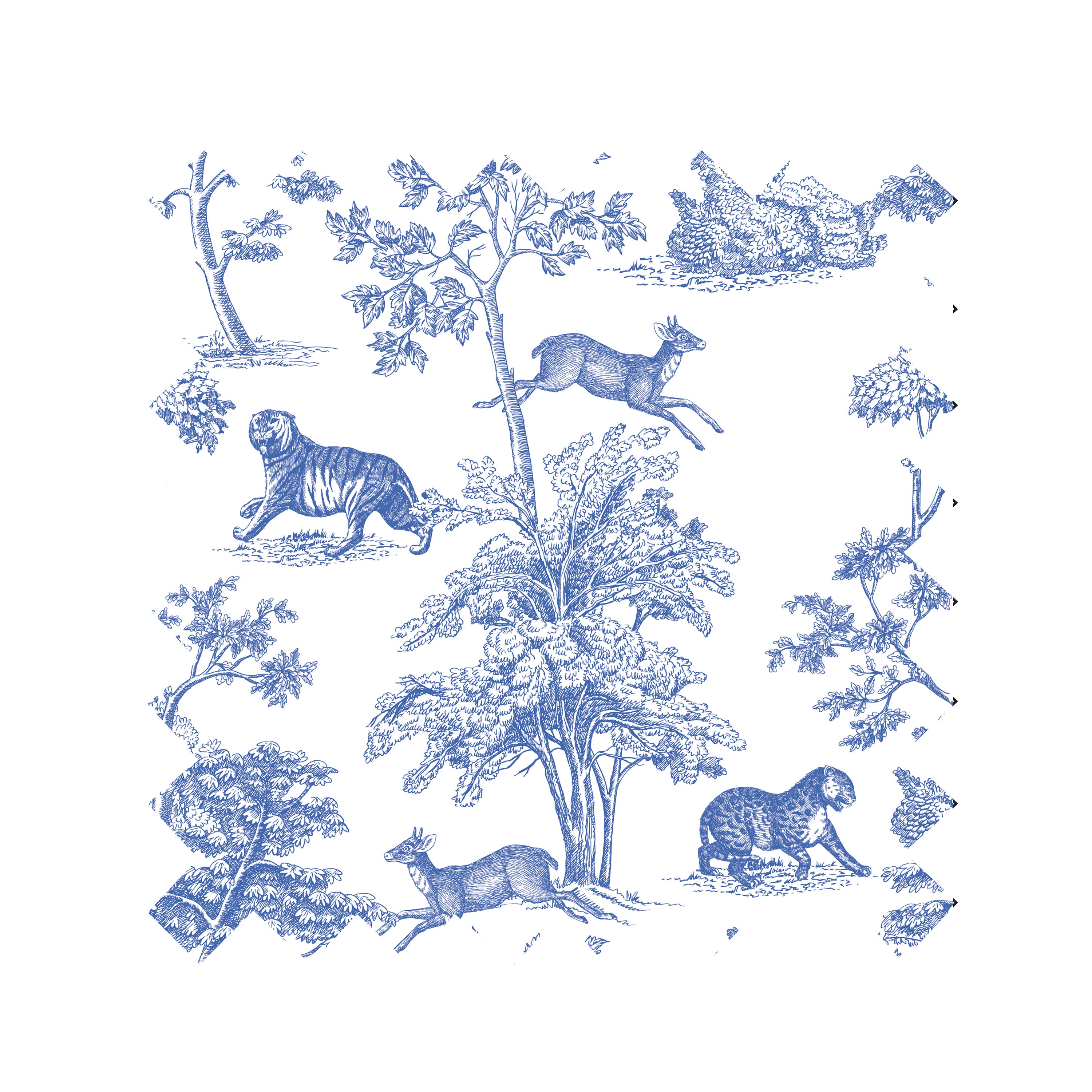 Blue Texas Toile Fabric - Texas Toile by wrennworks - Blue Bear Toile  Southwest French Country Cougar Fabric by the Yard by Spoonflower