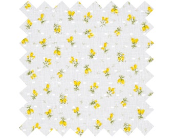 NEW Fabric in Yellow "Forget-Me-Nots & Polka Dots" - By the Yard