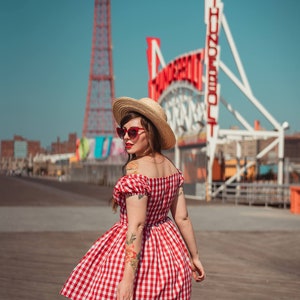 MTO Loretta Dress Red Gingham Large Checks image 4