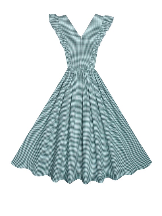 MTO Lorraine Dress Pine Green Gingham Small Checks Etsy UK