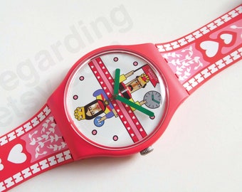 1980s 1984 Swatch Watch LR104 'squiggly', 25mm Ladies Kids