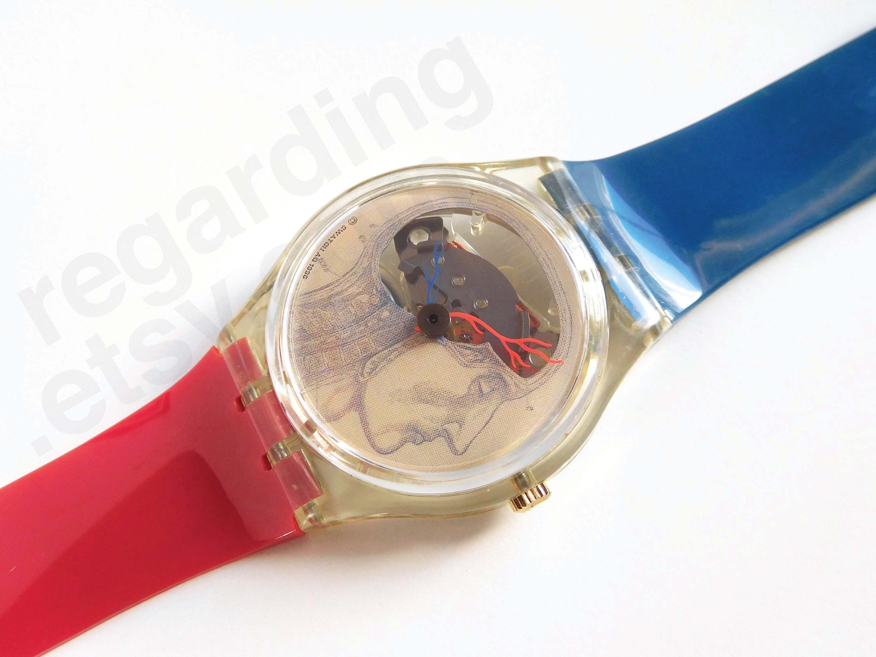 1990s 1996 Swatch Watch 'ticking Brain' GK247 34mm, Jo 1990s 1996 Swatch Watch 'ticking Brain' GK247 34mm, Jo