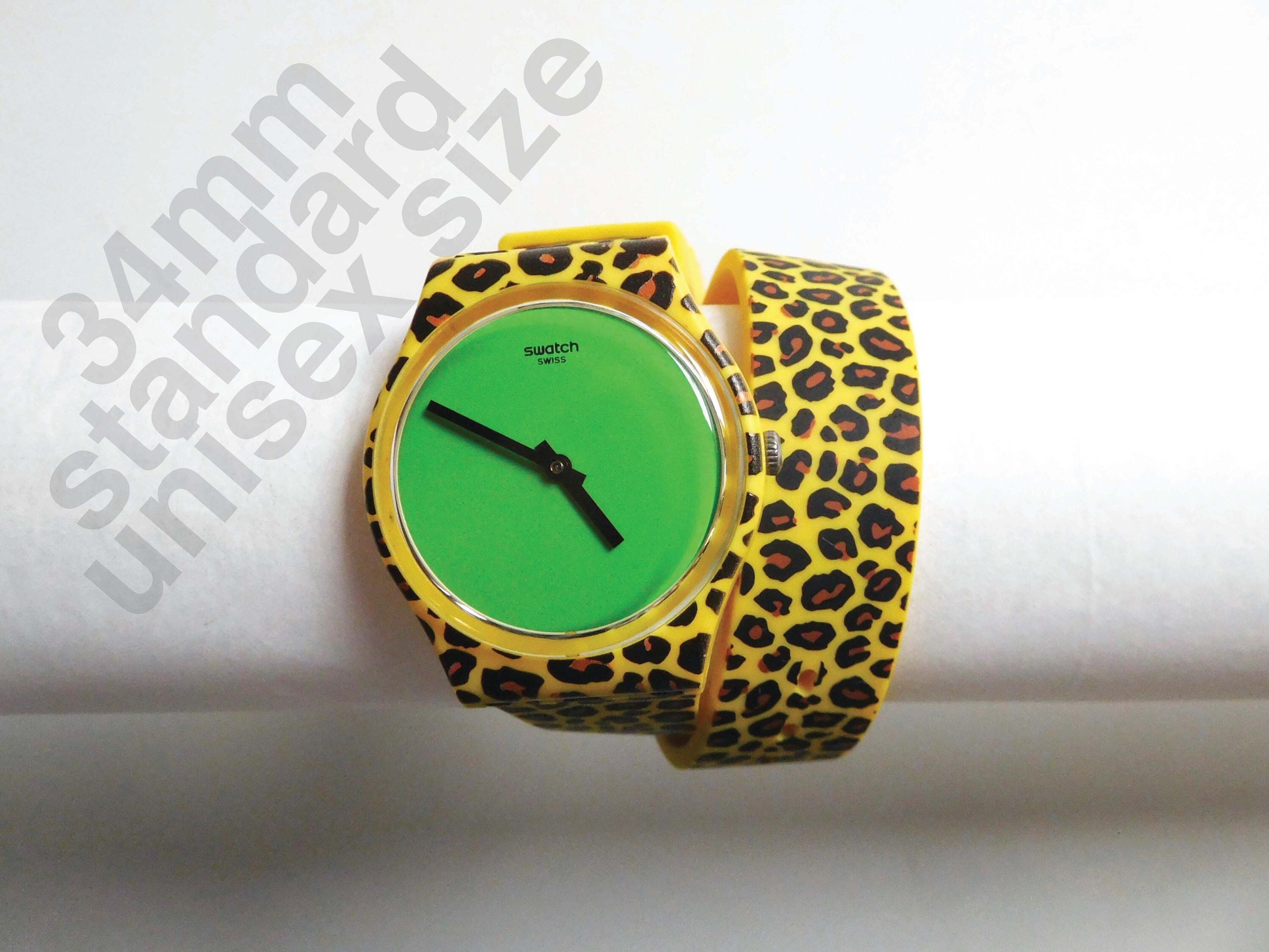 Swatch 'punk' GZ251 Wraparound Leopard Lime Green | Etsy Australia