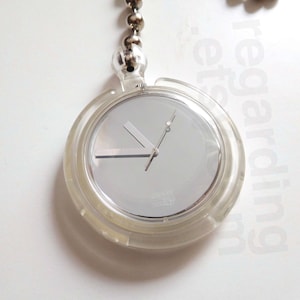 1990s 1996 Pop Swatch PPK103 'see U' Pocket Watch, Long Ball Chain