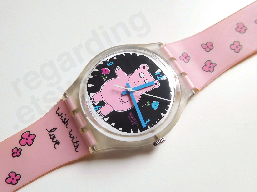 2000s 2001 Swatch Watch GK367 'piggy the Bear' 34mm, Strange Cartoon
