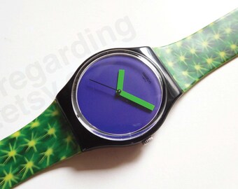 時計 Vintage Swatch Watch 1984 Squiggly LR104 1980s 1984 Swatch Watch LR104 'squiggly', 25mm Ladies Kids