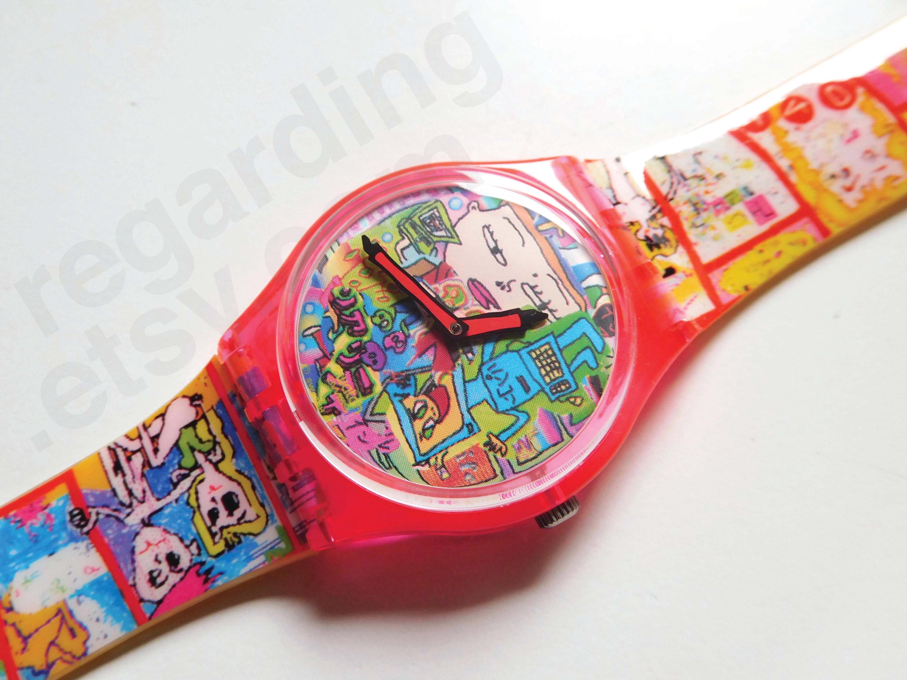 1990s 1996 Swatch Watch GR133 'tokyo Manga' 34mm, Comic Cartoon
