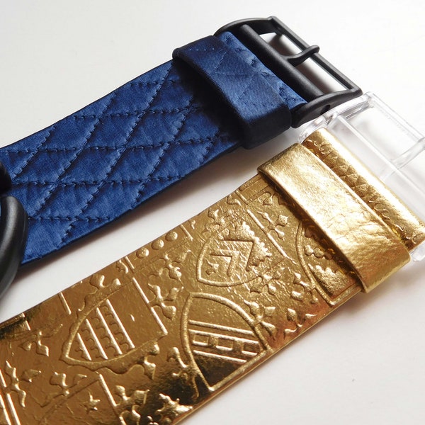 Pair of 1990s Pop Swatch straps for 39mm STANDARD SIZE Pop Swatch watch, unworn condition, gold and navy blue