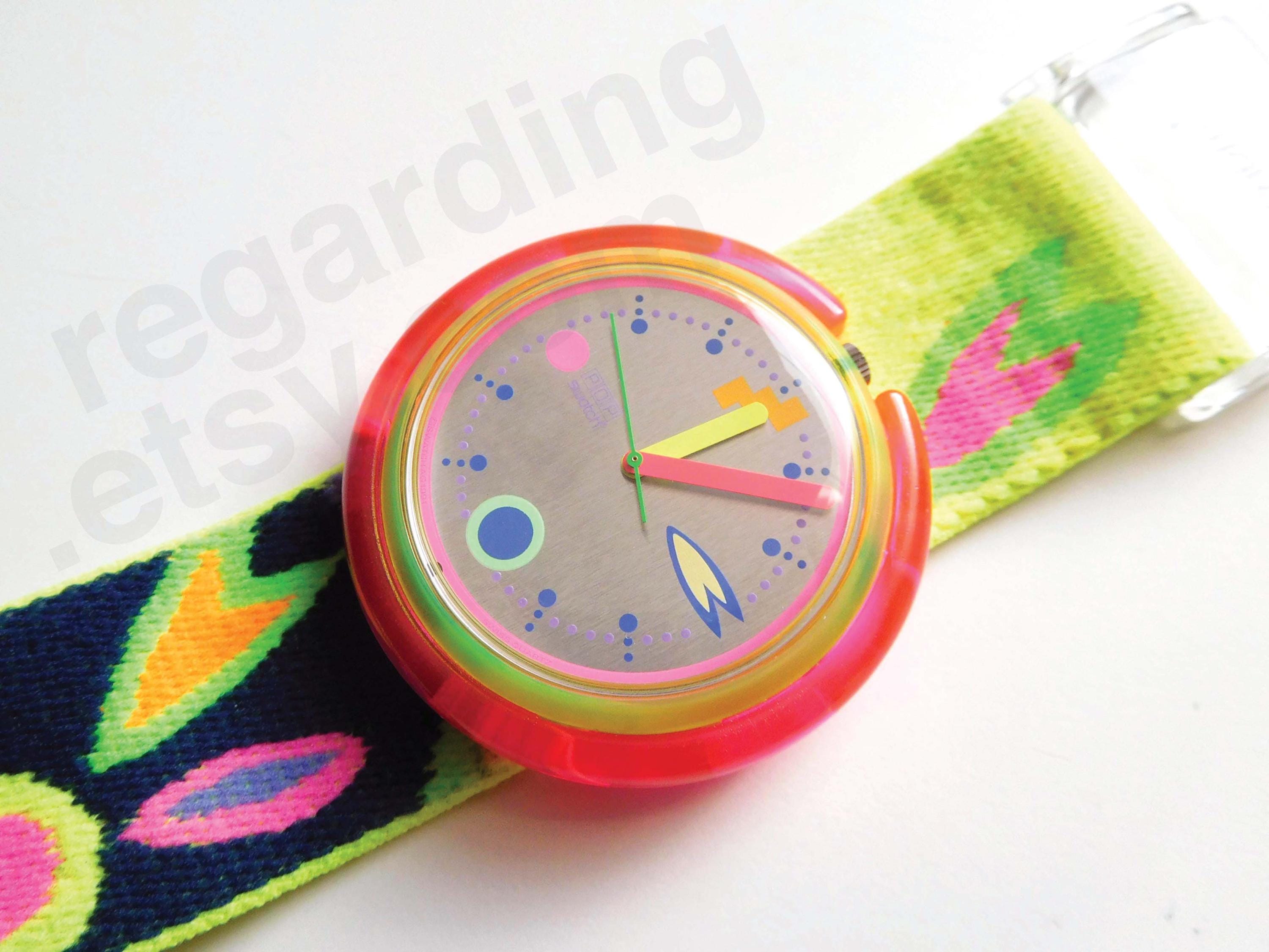 1990s 1991 Pop Swatch Watch PWJ103 'micro Garden' 39mm, Bright