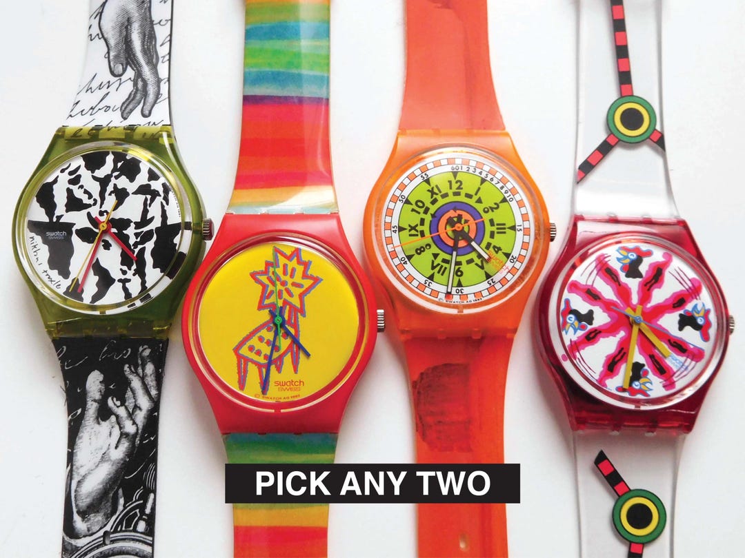 1990s Swatch Watches // Pick Two // Wacky Colorful Graphics Fornasetti ...