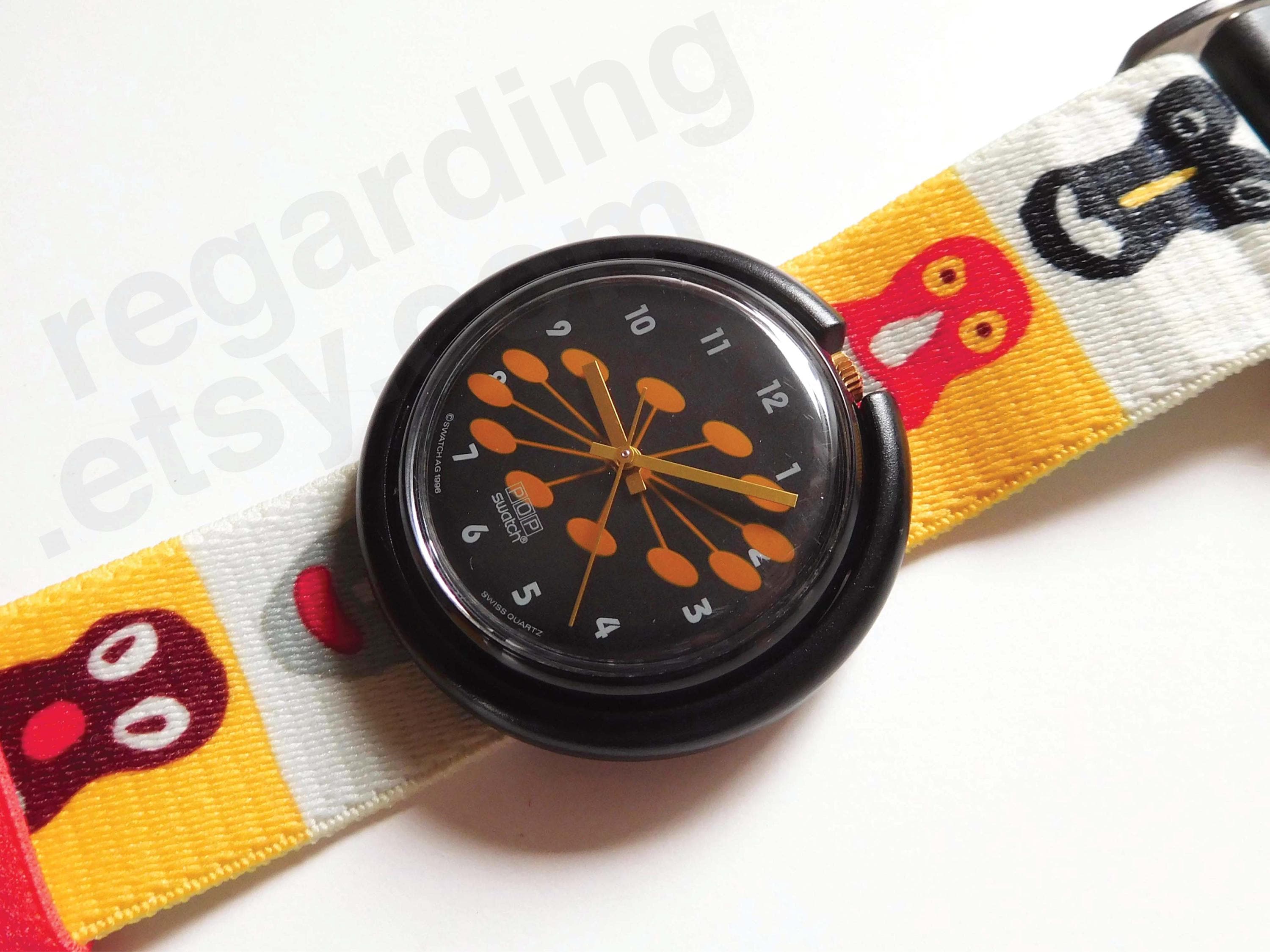 Swatch POP Blue, Yellow & Orange Retro Dial Watch Swatch Pop Art Watch with Blue and Orange main image 4