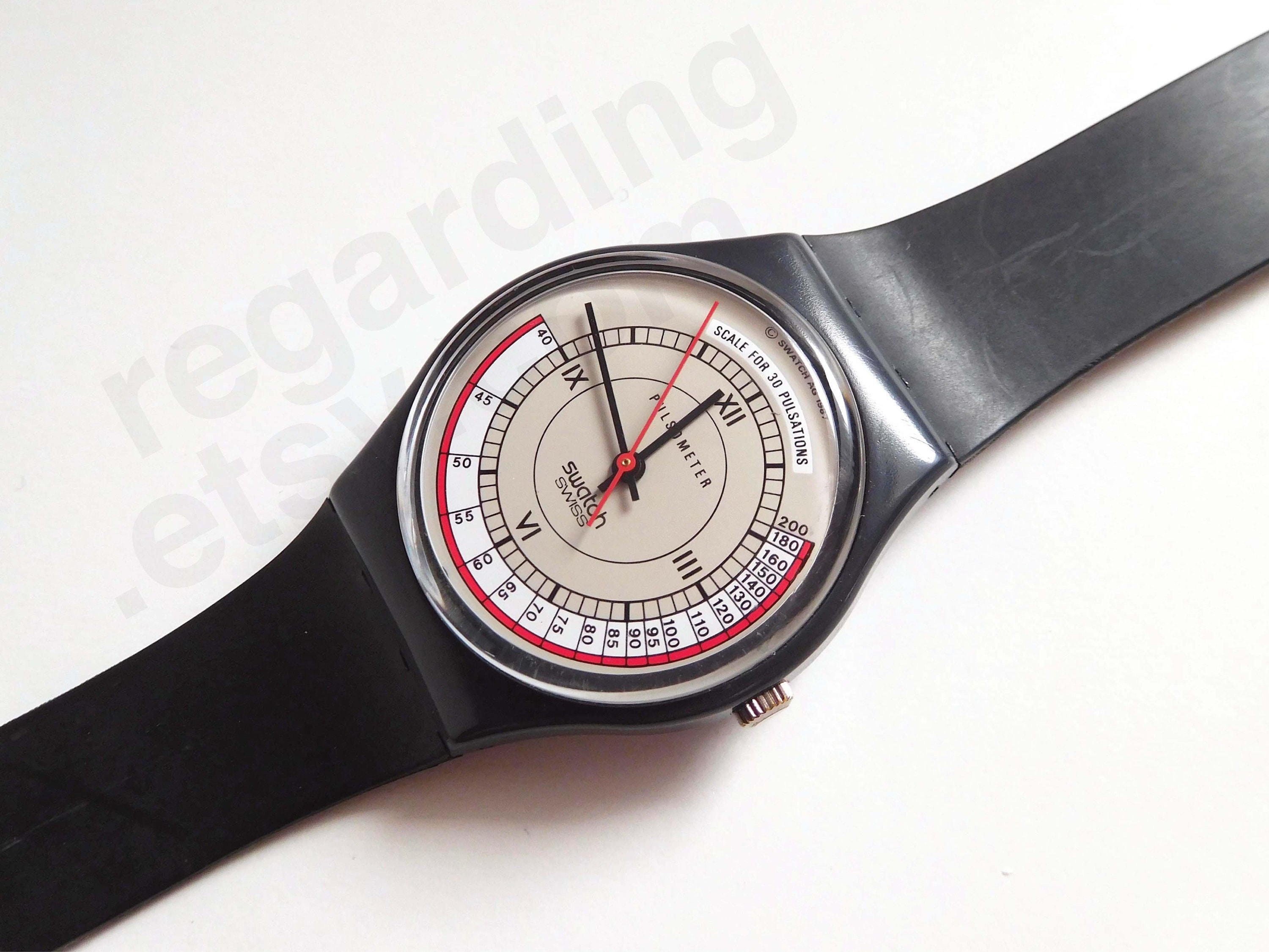 1980s 1987 Swatch watch 'Pulsometer' GA106 34mm watch, heartbeat