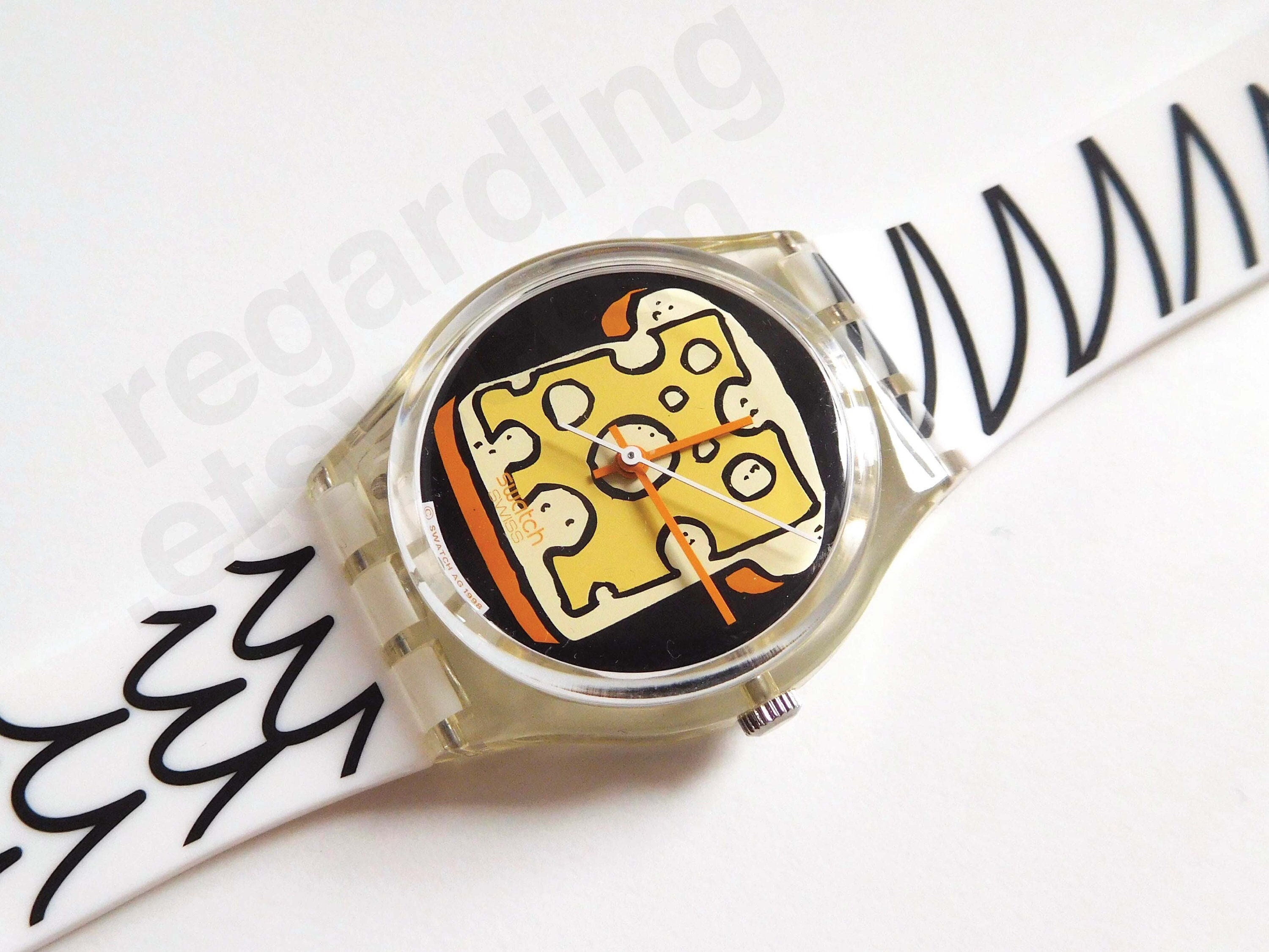 1990s 1998 Swatch Watch 'cheesy Toast' GK304 34mm, Cheese on