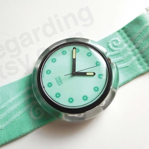 1990s 1991 Pop Swatch Watch PWB166 'mint Sea' 39mm, Seafoam Green