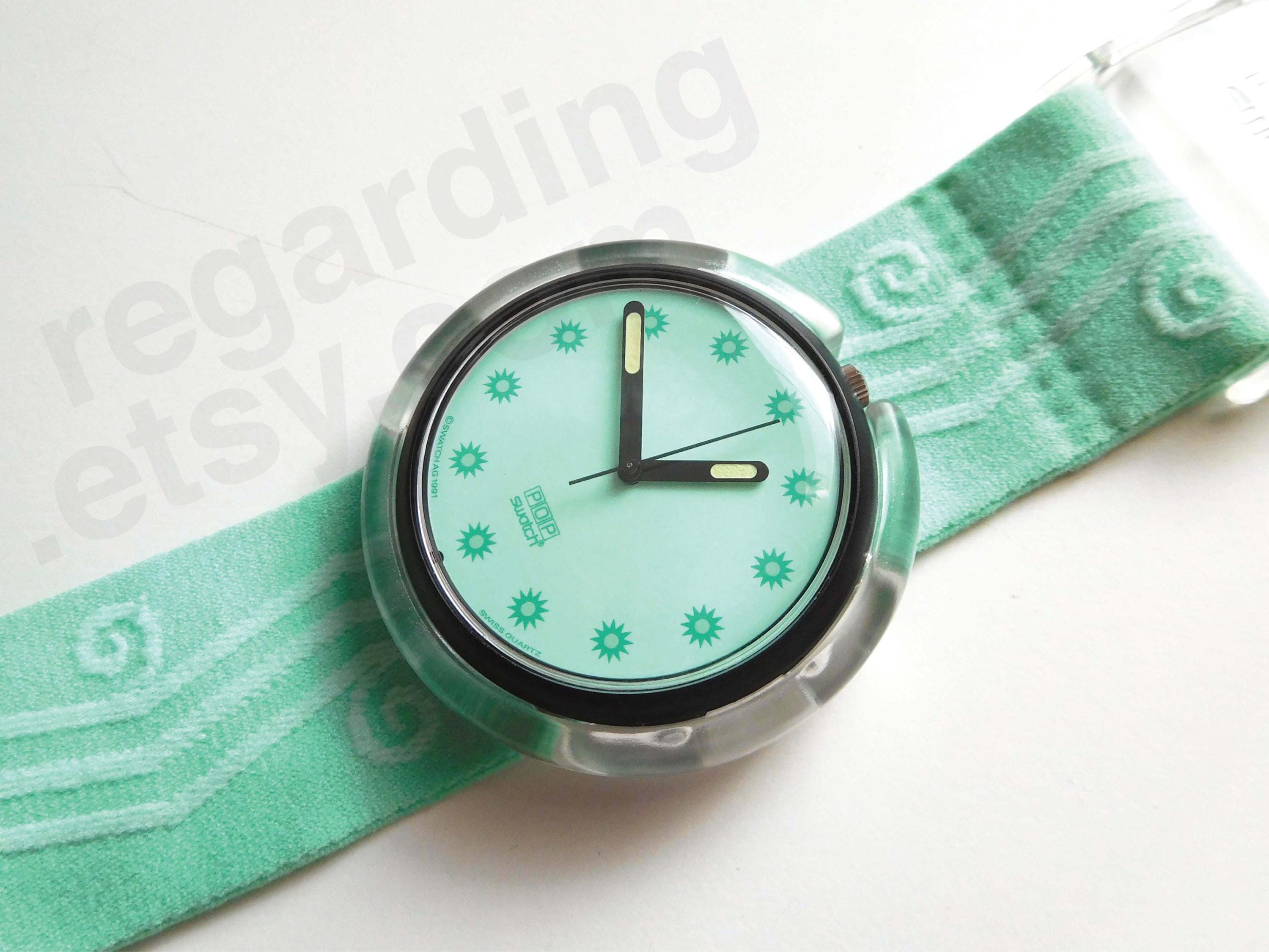 1990s 1991 Pop Swatch Watch PWB166 'mint Sea' 39mm, Seafoam Green