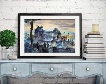 Roma watercolor art print