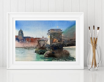 Budapest watercolor painting art print