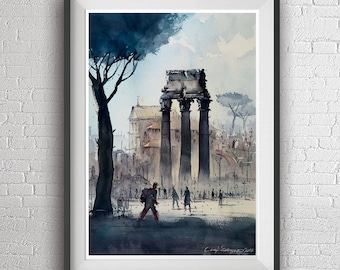 Rome watercolor painting