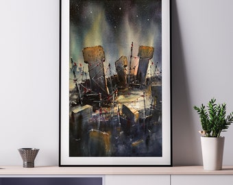 Gobeklitepe, Turkey, Watercolor, Painting, Art, Print