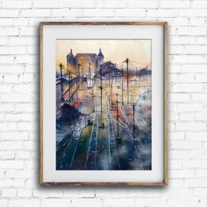 Istanbul Haydarpasha Station watercolor painting art print. image 1