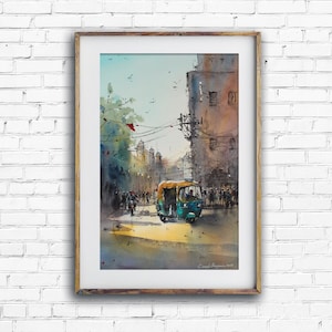 New Delhi Cityscape – Watercolor Architecture Print, India Wall Art
