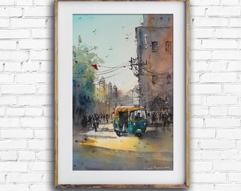 New Delhi watercolor art print