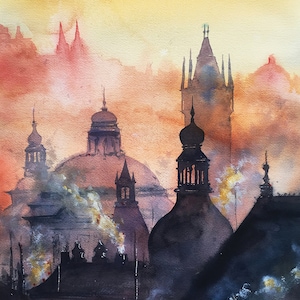 Prague watercolor Art print image 2