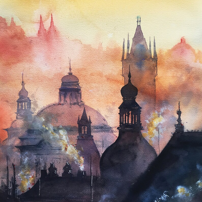 Prague watercolor Art print image 2