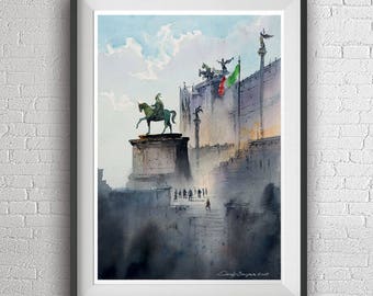 Rome watercolor painting art print