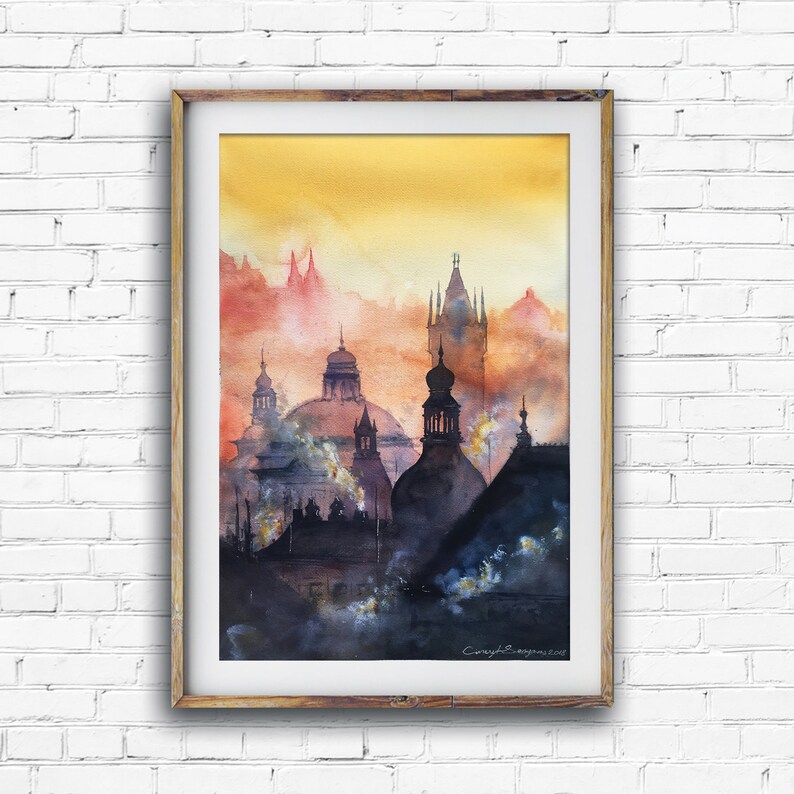 Prague watercolor Art print image 1