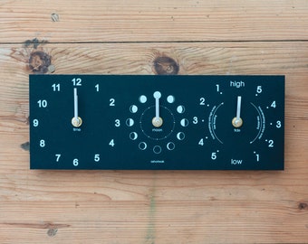 Moon Phase, Time & Tide Clock made from recycled paper packaging