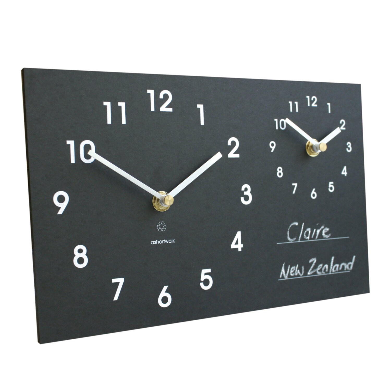 Time Zone Wall Clock With Chalk Made From Recycled Paper Etsy