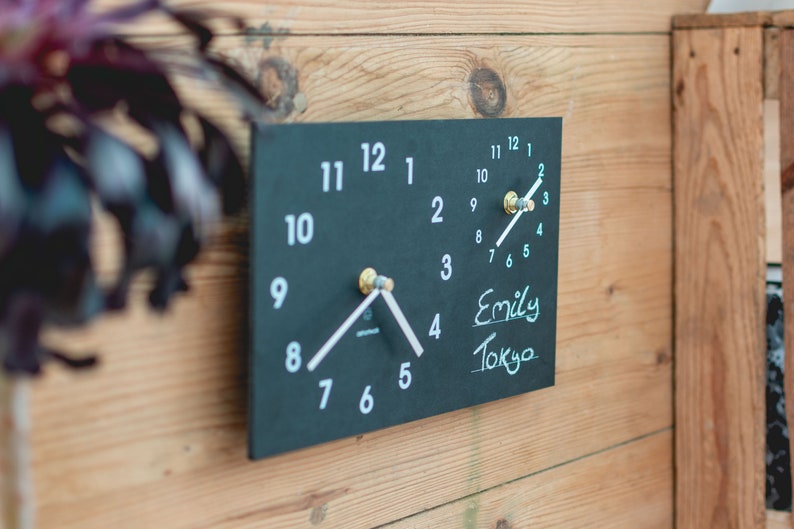 Time Zone Wall Clock With Chalk Made From Recycled Paper Etsy