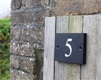 Lifetime Guarantee - Engraved 1 or 2 Digit House Number 1-99 made from Recycled Plantpots