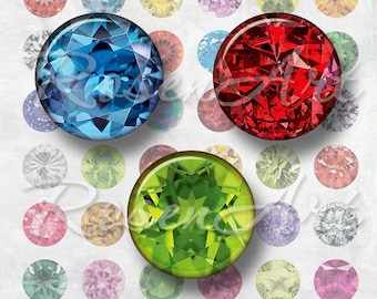 Edelsteine Digital Collage Sheet 1 Zoll Verschluss Bilder Anhänger 1 Zoll Kreise rund printable cabochon Edelsteine 30 mm 25 mm 1,25 1,5