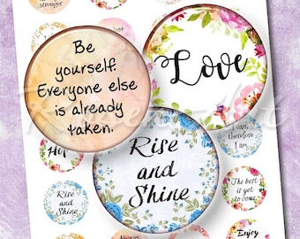 Motivational Sayings bottle cap image Inspirational Quotes Digital Collage Sheet 1 inch round 30mm 25mm 1.25" 1.5" circle printable download