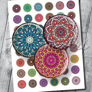 Mandala 1 "bodcap Bilder Kaleidoskop 1 Zoll Kreise Digital Collage Sheet Schmuck 25mm 30mm rund druckbare cabochon herunterladen