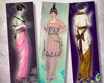 Printable Download Vintage Fashion Ladies Digital Bookmarks | Etsy