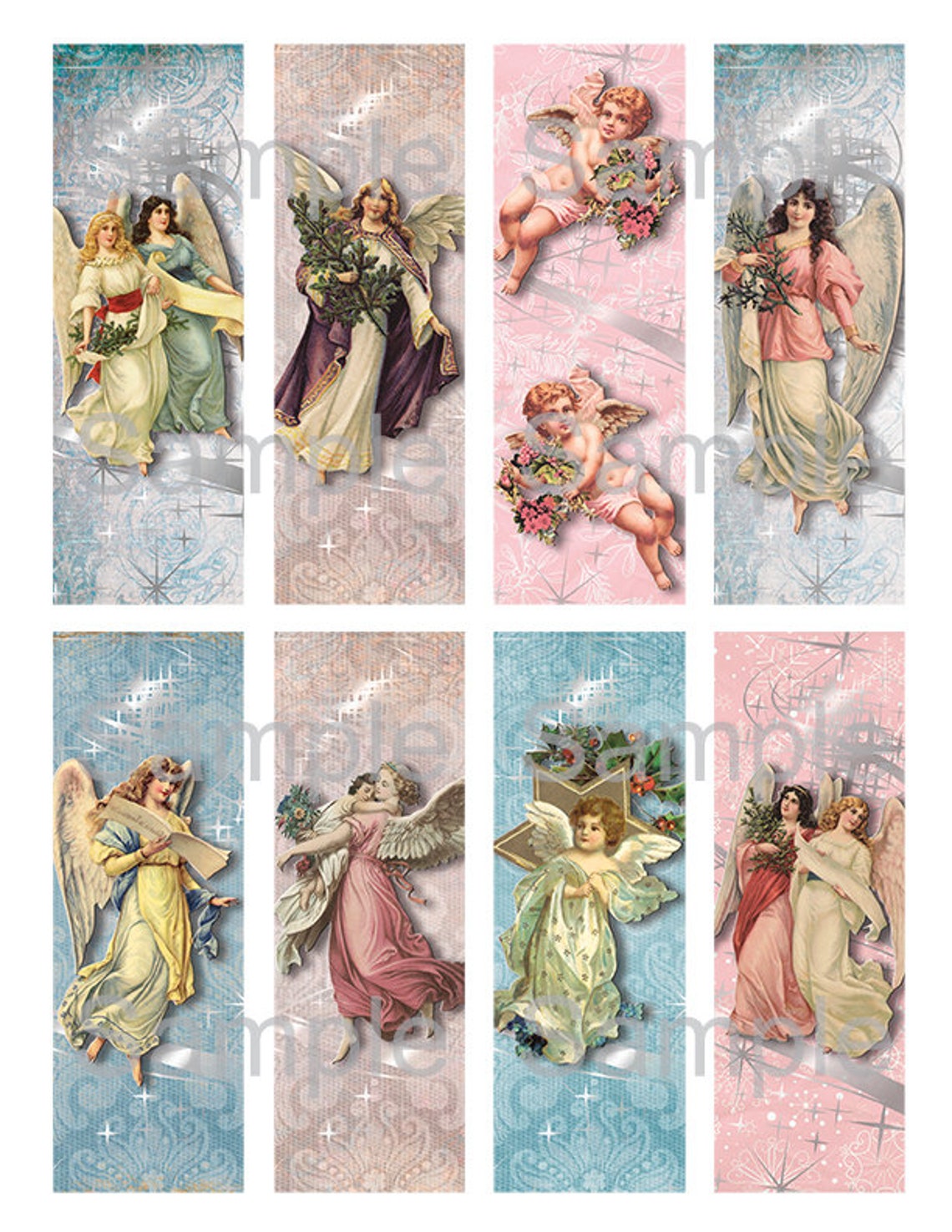 Printable Download Vintage Christmas Angels Digital Bookmarks - Etsy