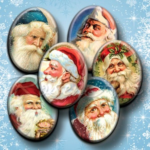 Santa Claus Vintage Christmas digital collage sheet 13x18mm 18x25mm 22x30m 30x40mm oval images for pendant cameo printable download cabochon