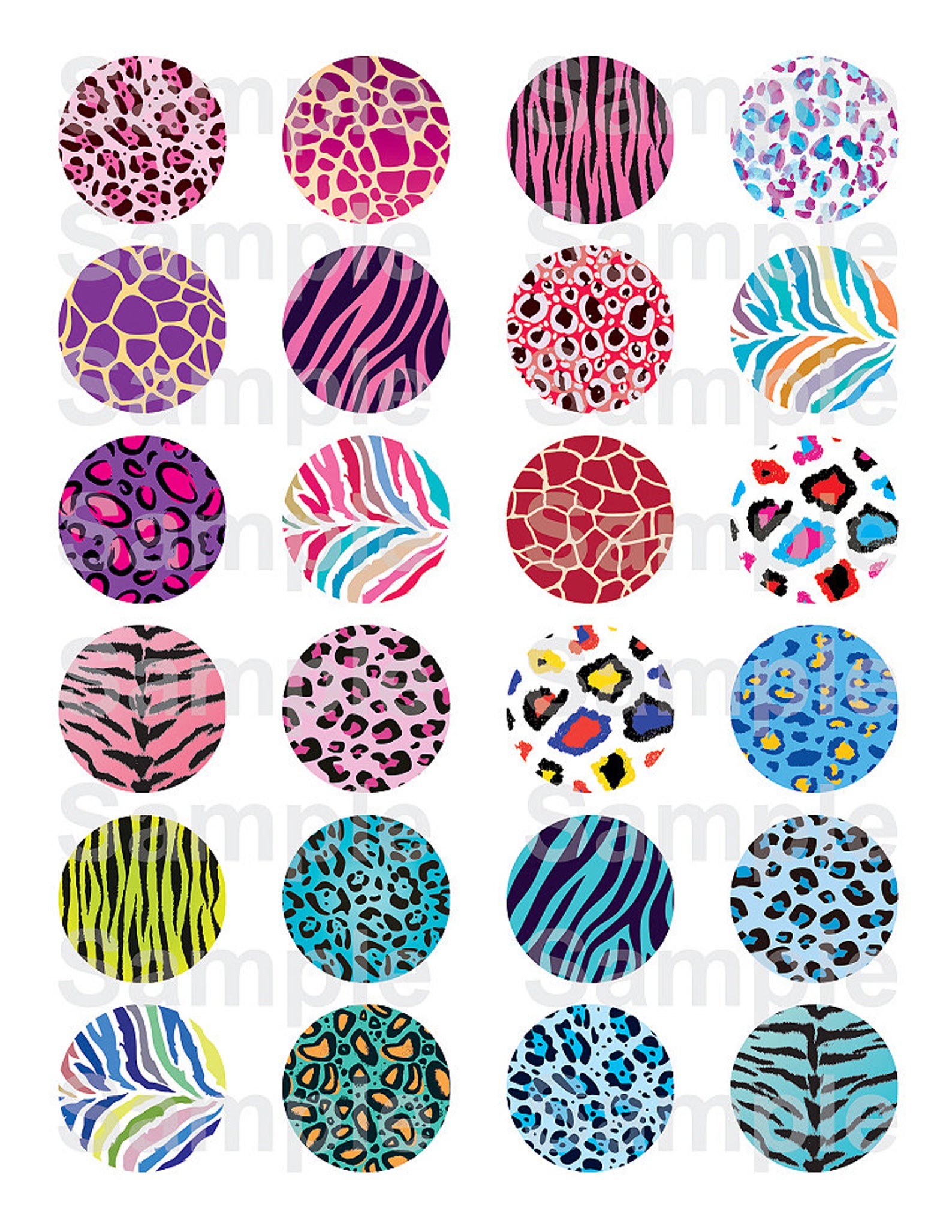 Animal Print 1 Inch Round Digital Collage Sheet Printable - Etsy