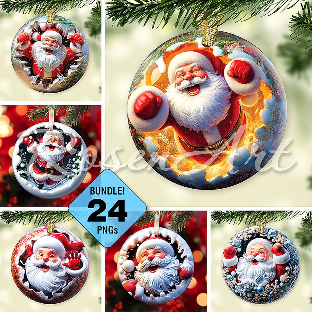 Printable 3D Christmas Ornaments Bundle, Break Through Round ...