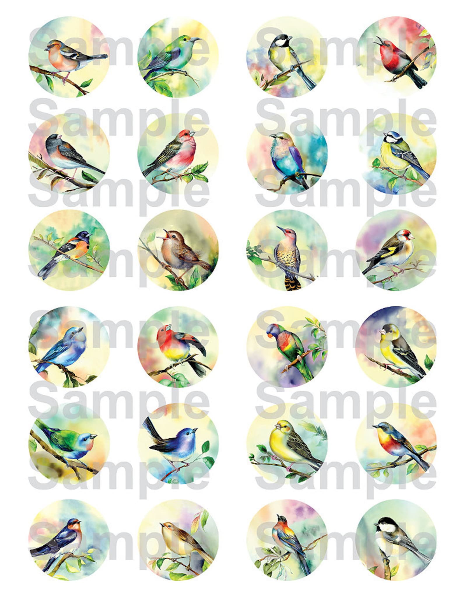Birds 1 Inch Round Digital Collage Sheet Animal 1" Bottle Cap Images ...